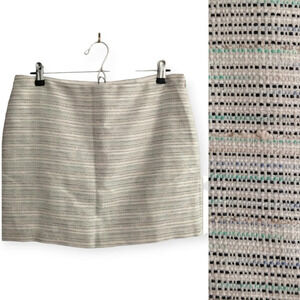 NWT Club Monaco Rowan Linen Blend Mini  Skirt in White and Blues Stripes 8